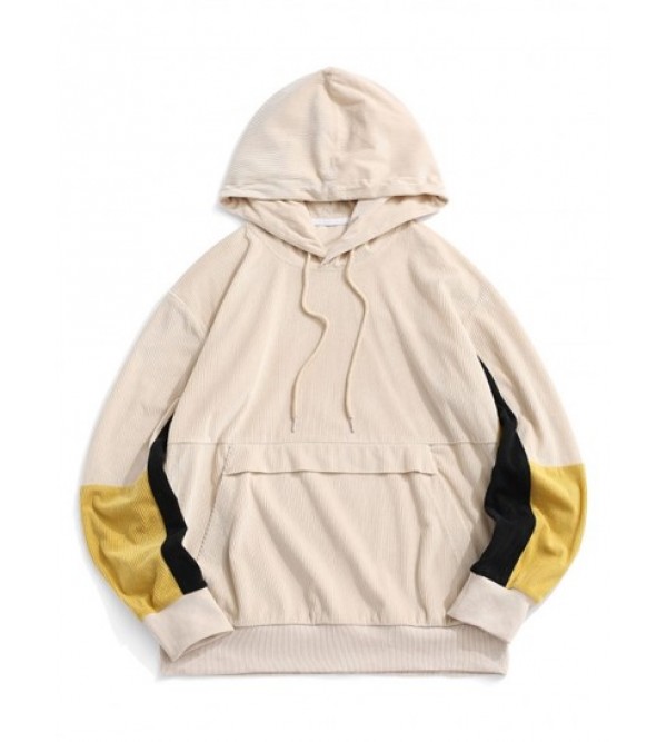 Corduroy Colorblock Panel Hoodie