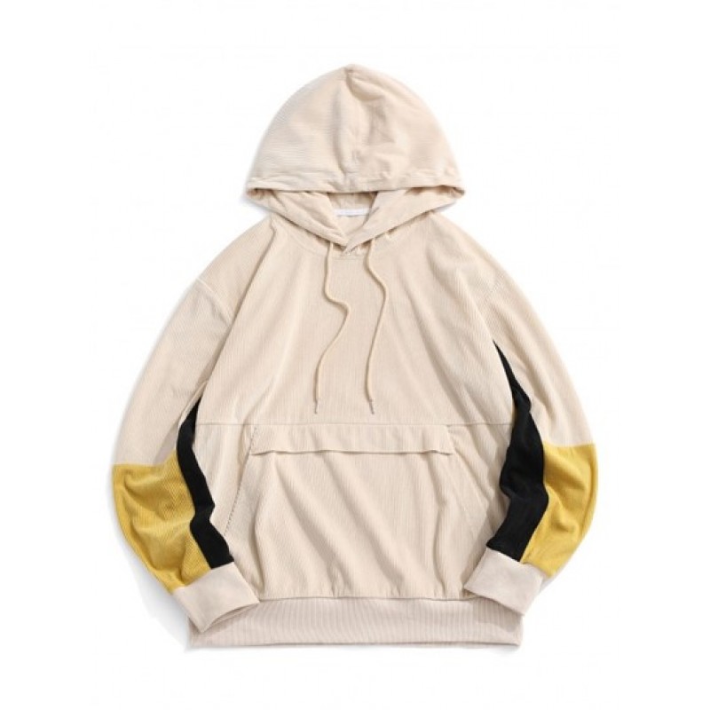 Corduroy Colorblock Panel Hoodie