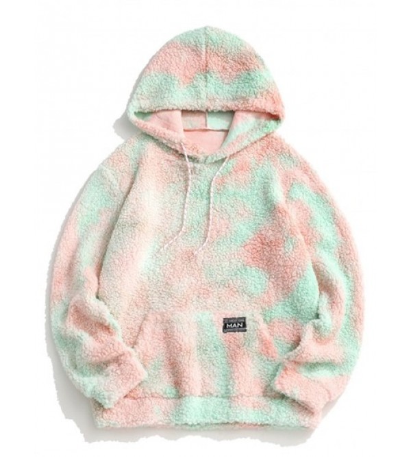 Tie Dye Patched Fleece Teddy Hoodie