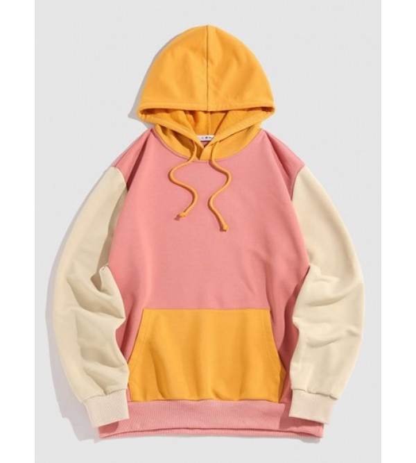 Streetwear Color Block Kangaroo Pocket Hoodie