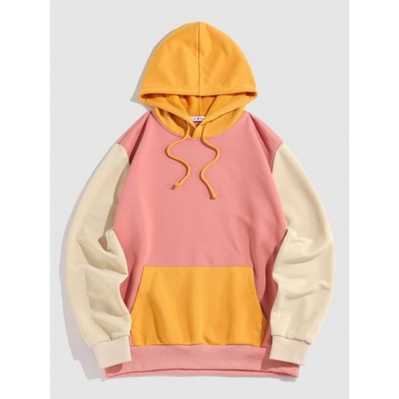 Streetwear Color Block Kangaroo Pocket Hoodie