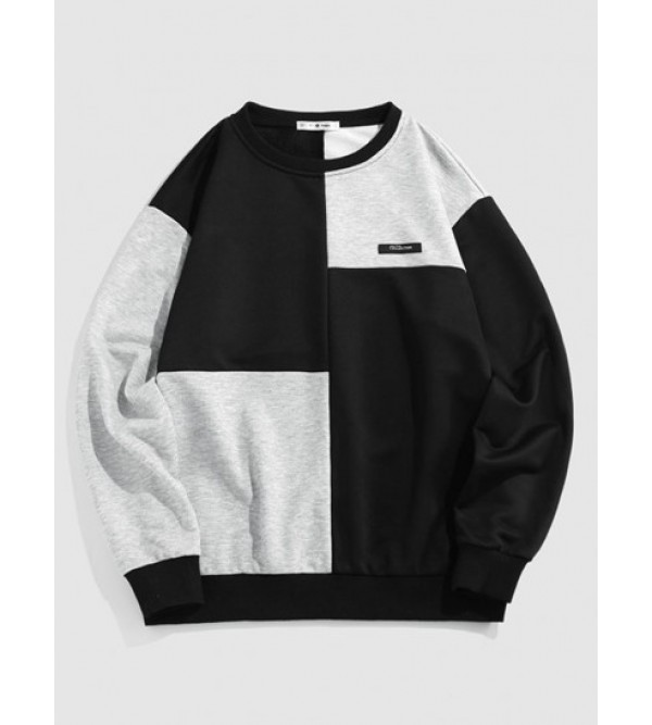 Color Block Letters Applique Sweatshirt