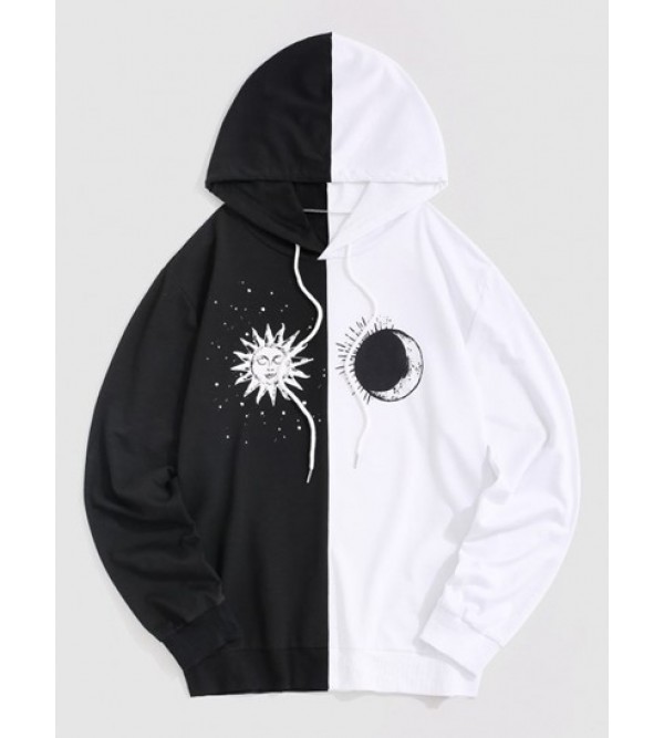 Streetwear Two Tone Celestial Sun Moon Hoodie