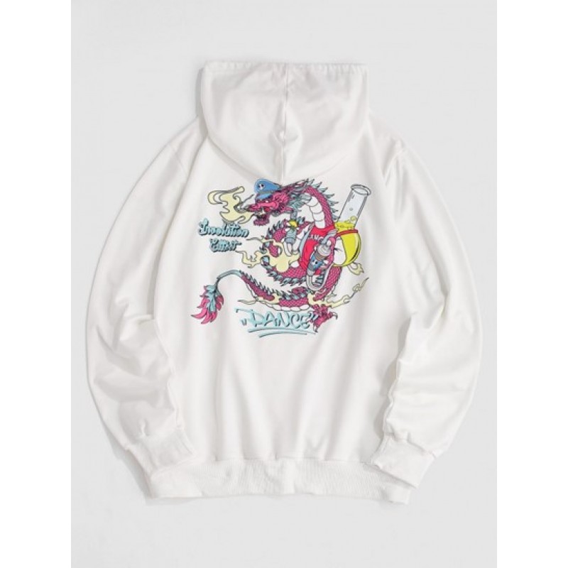 Dance Funny Dragon Print Graphic Hoodie