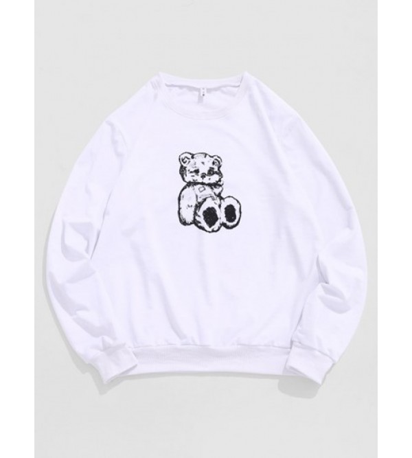 Cartoon Bear Toy Print Sweatshirt