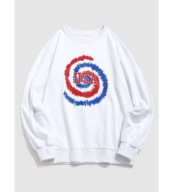 Streetwear USA Tie Dye Print Graphic Sweatshirt