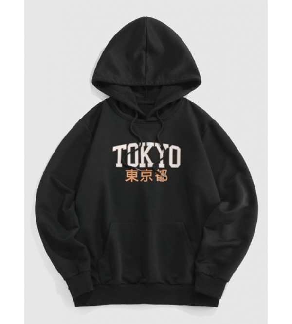 Streetwear Printed Tokyo Japanese Pocket Essentials Hoodie