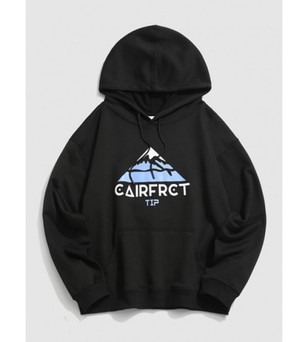 Cartoon Mountain Print Graphic Hoodie