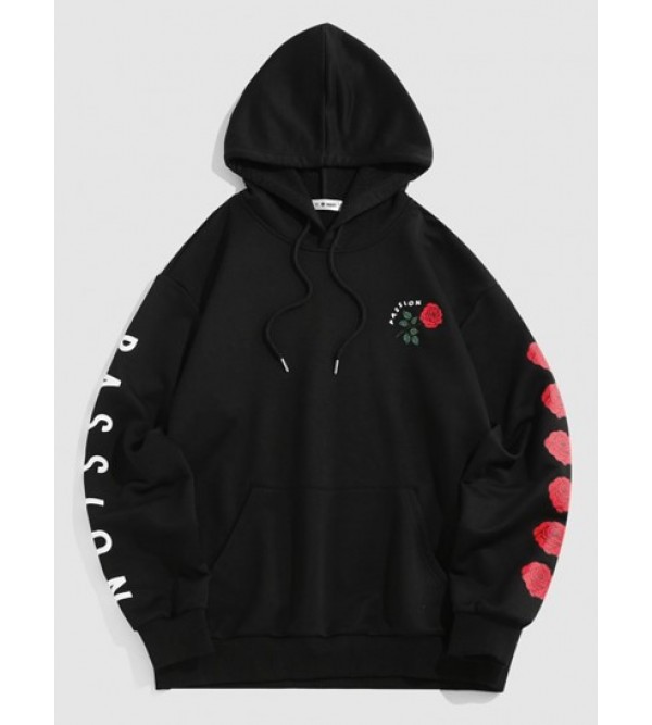 Streetwear PASSION Rose Flowers Print Graphic Hoodie