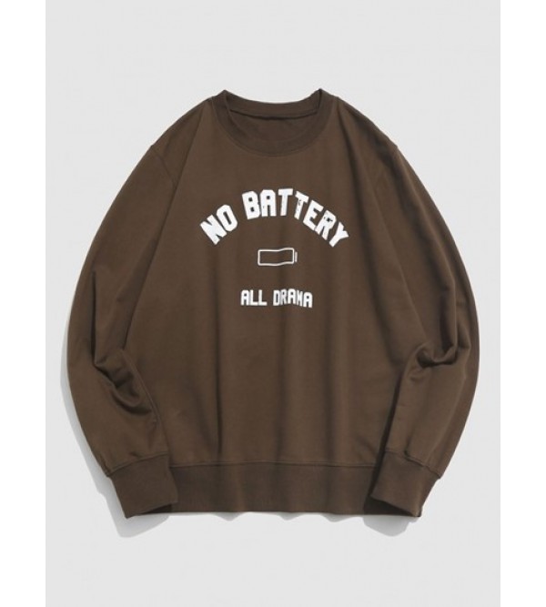 Letters Battery Graphic Print Sweatshirt