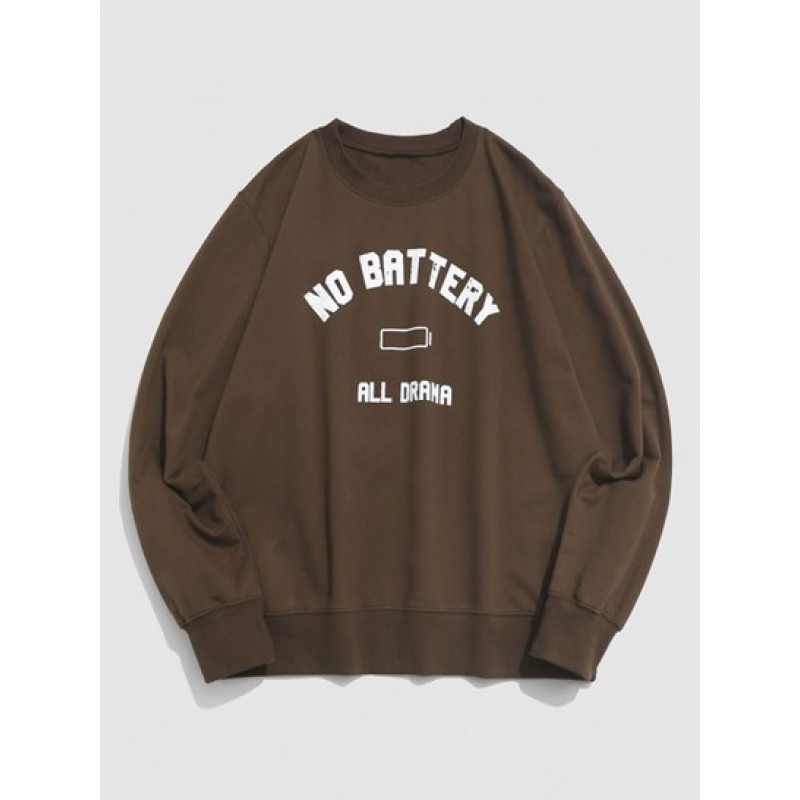 Letters Battery Graphic Print Sweatshirt