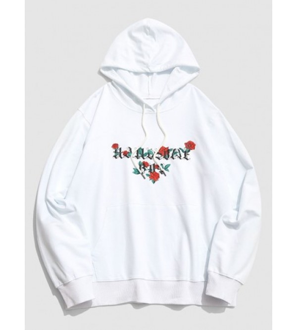 Rose Flower Letter Graphic Hoodie