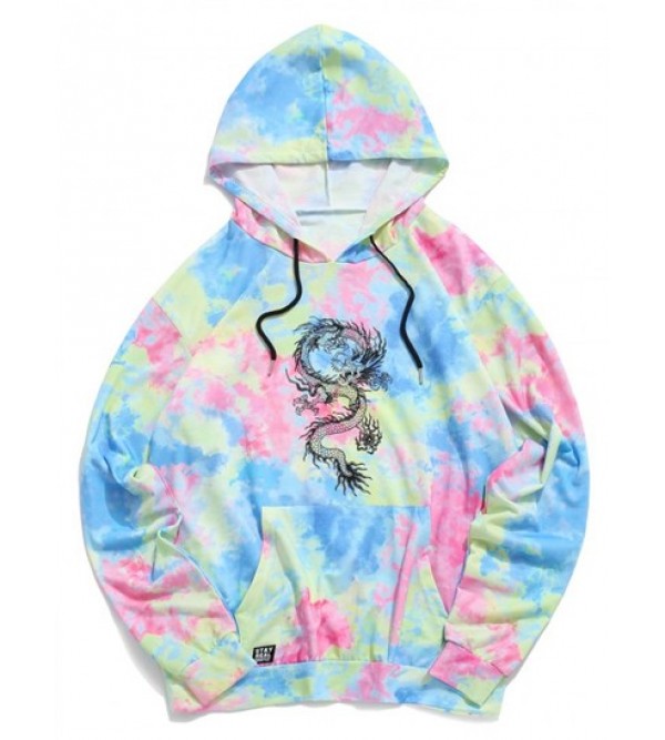 Tie Dye Dragon Print Hoodie