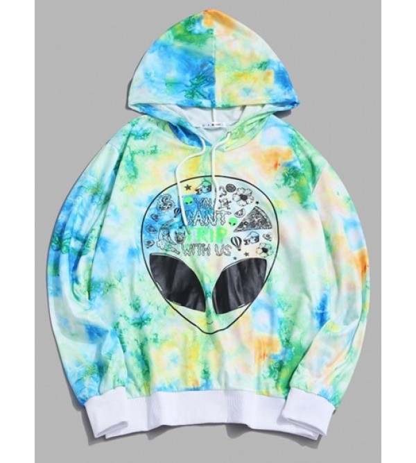 ET Pattern Graphic Tie-dye Print Hoodie