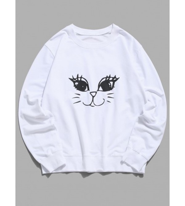 Cute Cat Graphic Lounge Crew Neck Sweatshirt