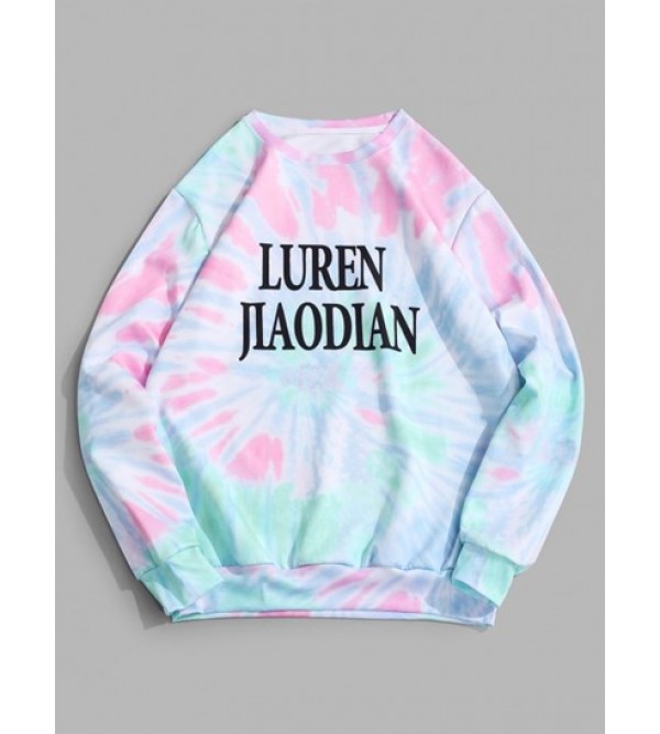 Tie Dye Letter Print Pullover Sweatshirt