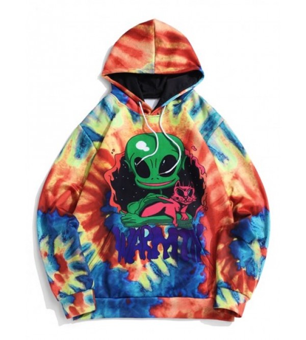 Tie Dye ET Cat Print Hoodie