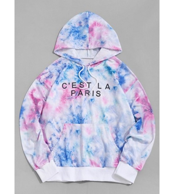 Letter Print Tie Dye Hoodie