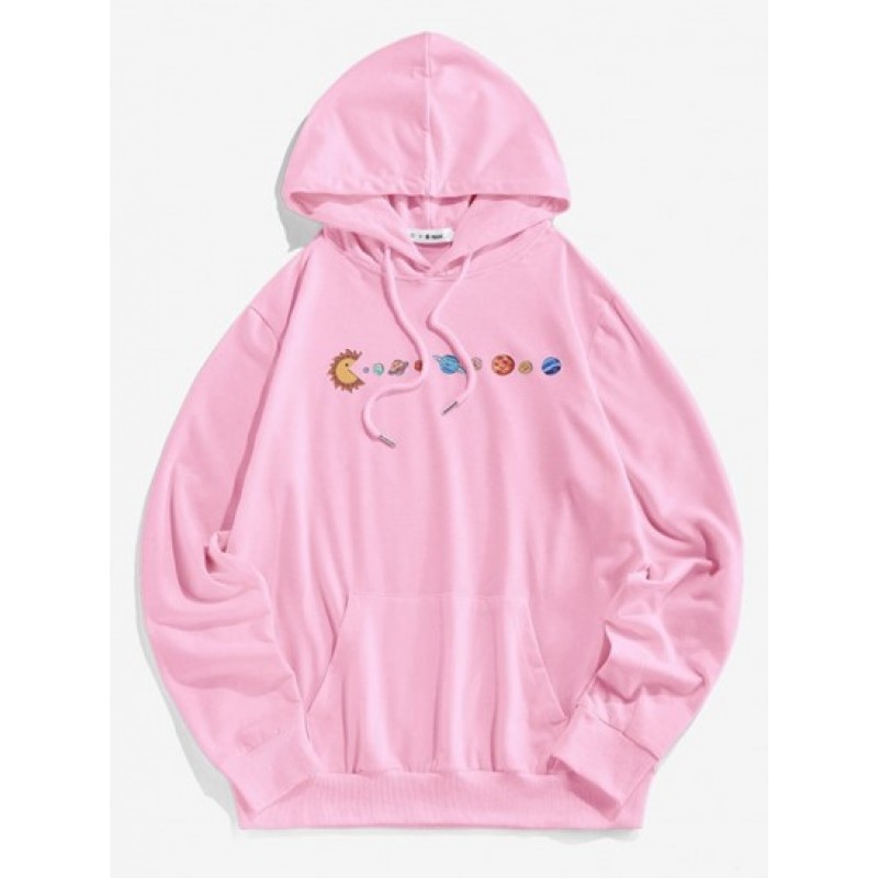 Cartoon Solar System Print Funny Hoodie