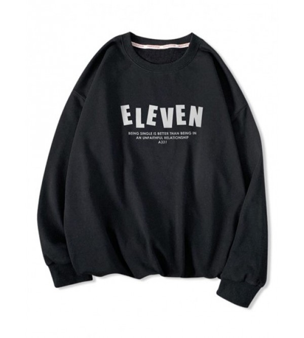 Eleven Slogan Pattern Drop Shoulder Sweatshirt