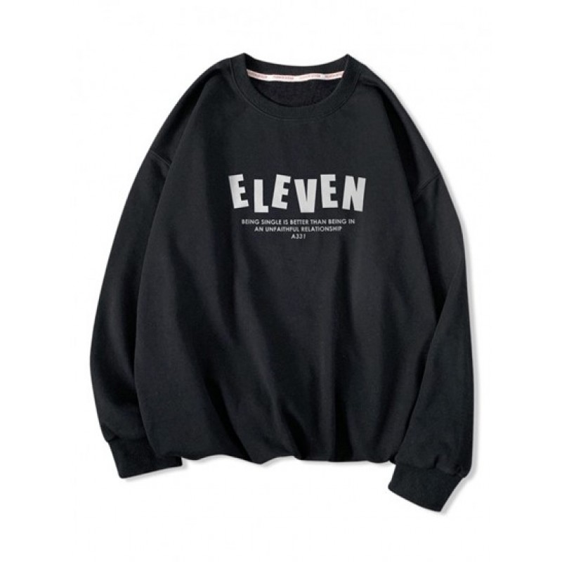 Eleven Slogan Pattern Drop Shoulder Sweatshirt