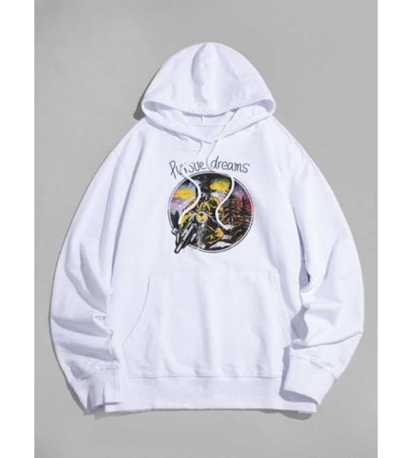 Cool Motorcycle Graphic Pouch Pocket Pullover Hoodie