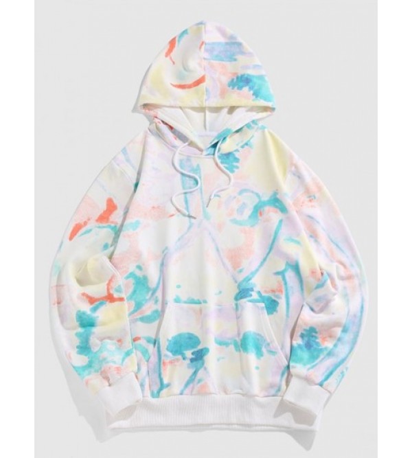 Streetwear Watercolor Painting Print Kangaroo Pocket Hoodie