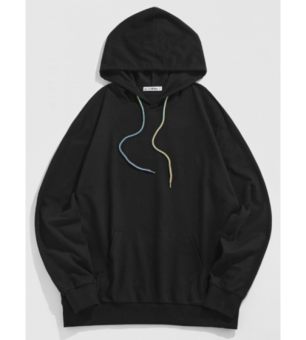 Letter Print Front Pocket Slogan Hoodie