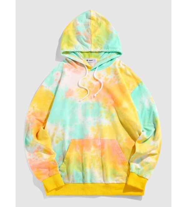 Tie Dye Print Kangaroo Pocket Hoodie