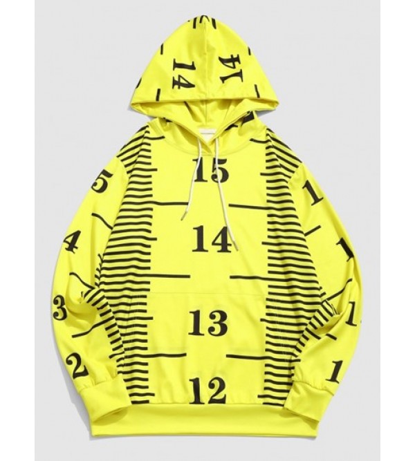 Streetwear Measure Gauge Print Kangaroo Pocket Hoodie