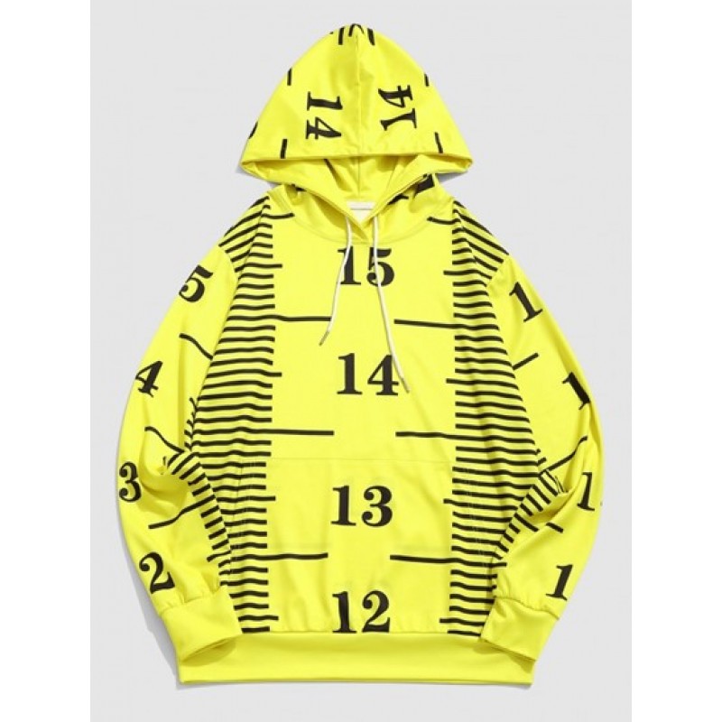 Streetwear Measure Gauge Print Kangaroo Pocket Hoodie