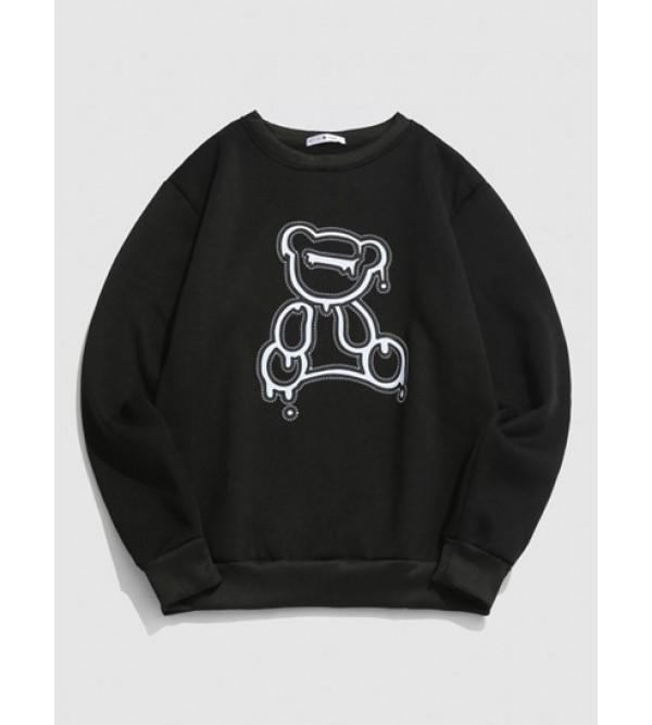 Cartoon Bear Print Fleece Sweatshirt