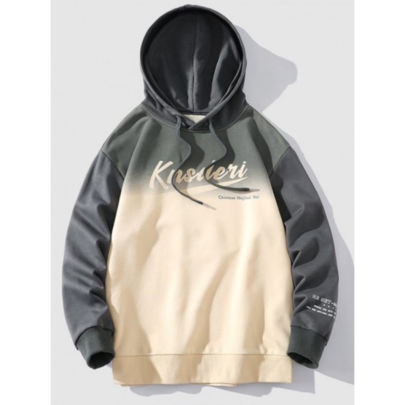 Letter Print Ombre Hoodie