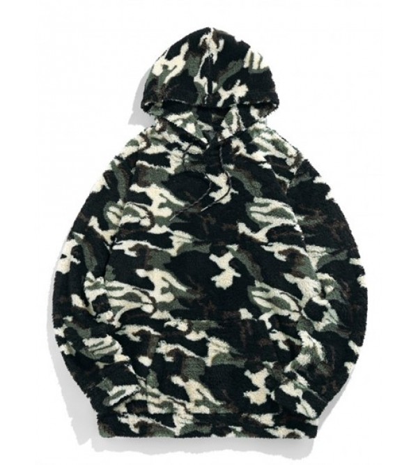 Camouflage Fluffy Sherpa Fleece Hoodie