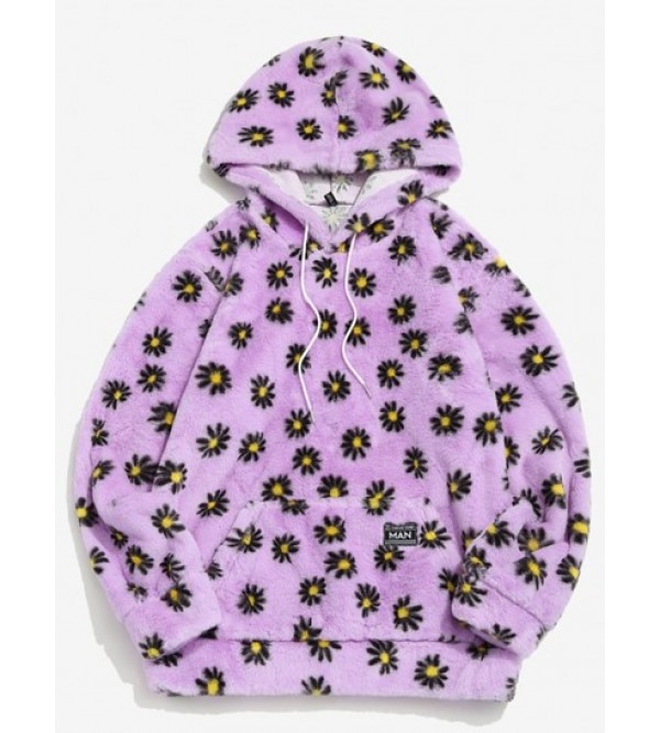 Fluffy Daisy Pattern Hoodie