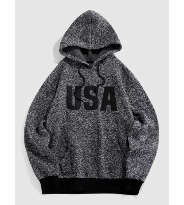 USA Embroidered Knit Fleece Hoodie