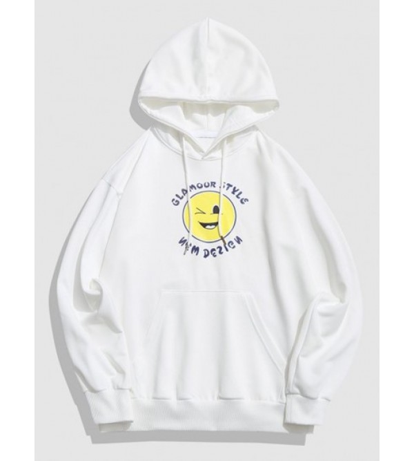 Naughty Face Letter Graphic Drop Shoulder Hoodie