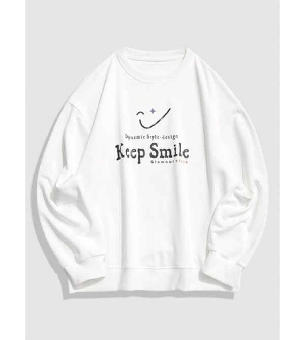 Keep Smile Graphic Drop Shoulder Sweatshirt