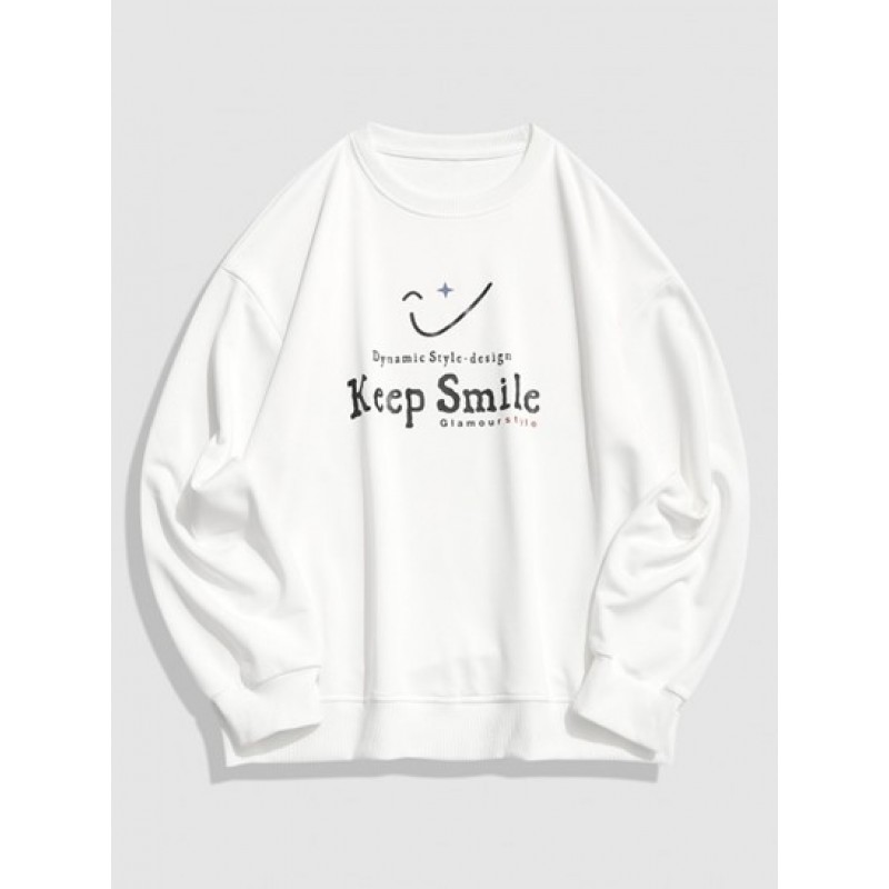 Keep Smile Graphic Drop Shoulder Sweatshirt