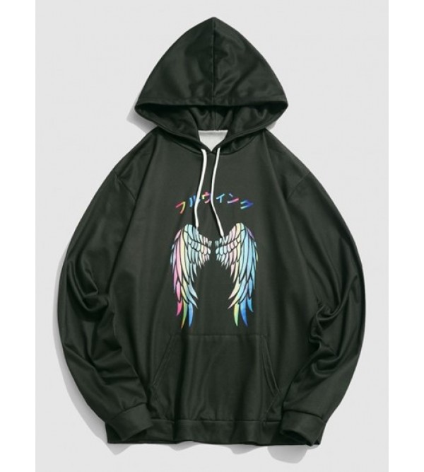 Y2K Aesthetic Colorful Wings Print Graphic Hoodie