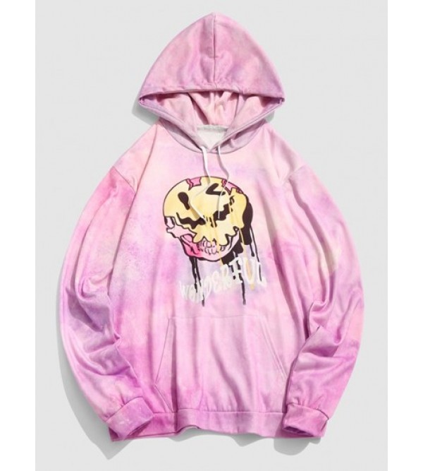 Cartoon Face Tie-dye Print Graphic Hoodie