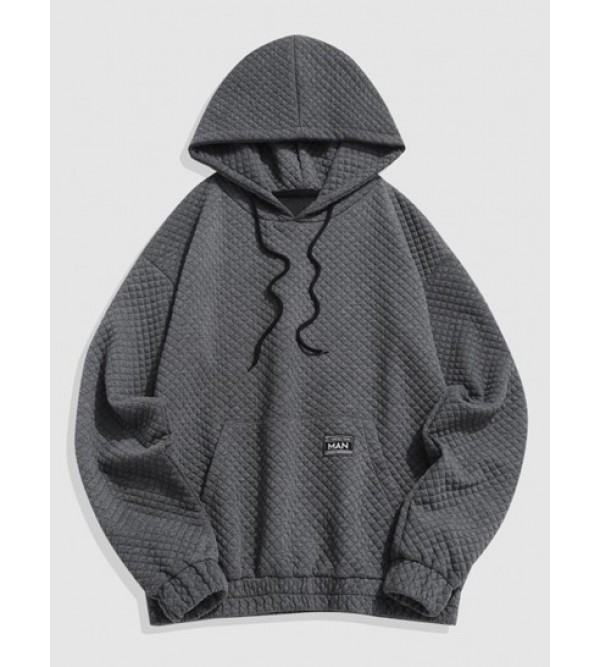 Kangaroo Pocket Textured Quilted Hoodie