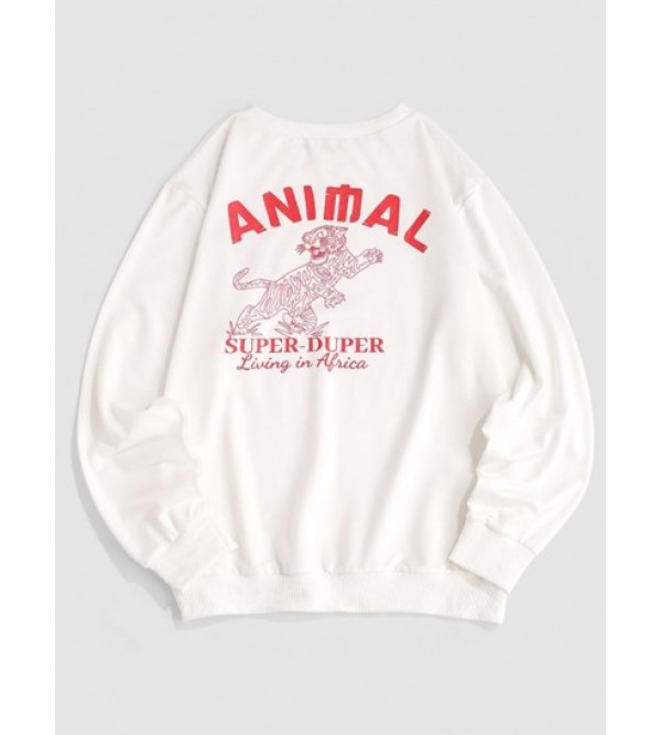 Streetwear Tiger Animal Letter Graphic Sweatshirt