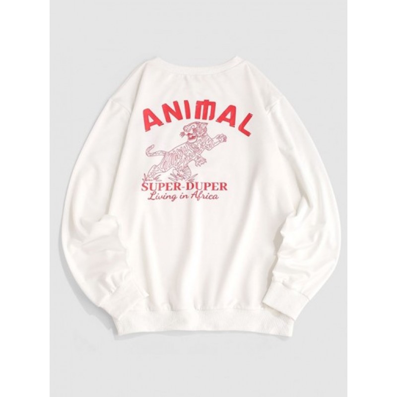 Streetwear Tiger Animal Letter Graphic Sweatshirt