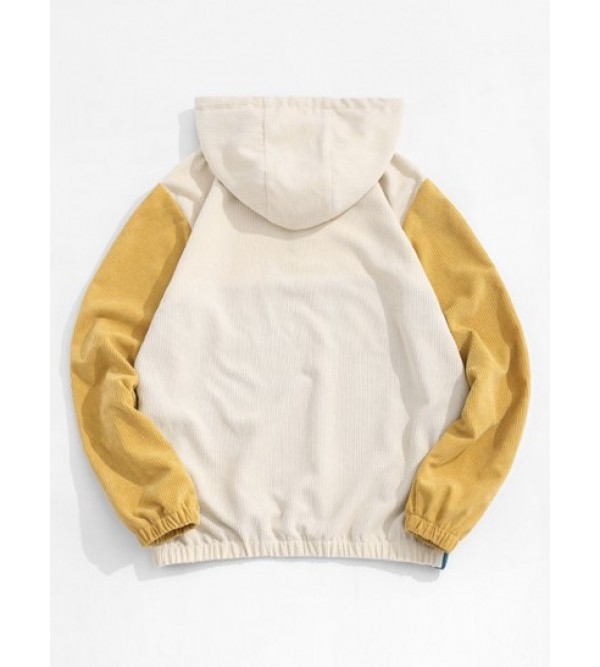 Quarter Zip Contrast Corduroy Hoodie