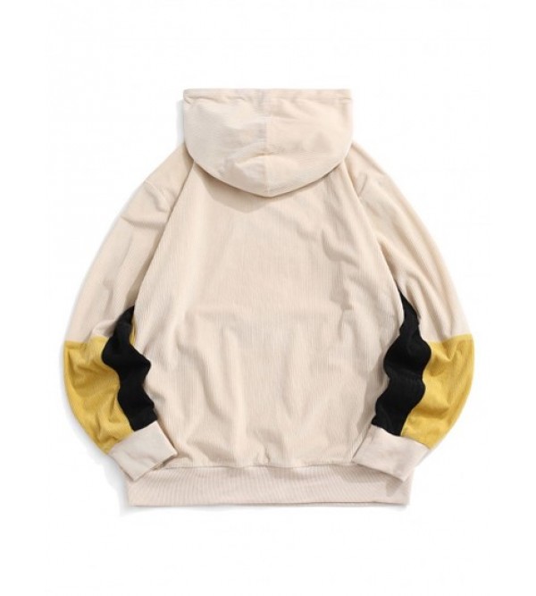 Corduroy Colorblock Panel Hoodie