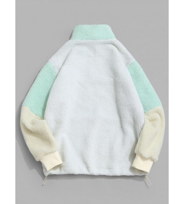 Colorblock Quarter Zip Fleece Teddy Sweatshirt