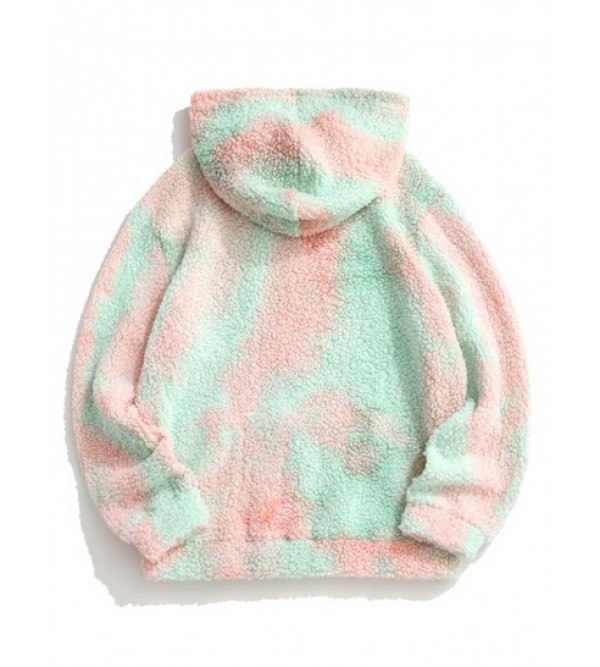 Tie Dye Patched Fleece Teddy Hoodie