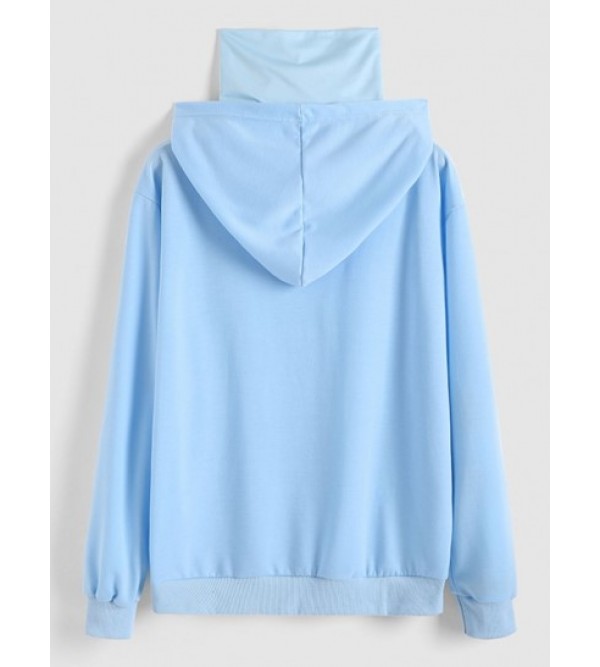 Streetwear Kangaroo Pocket Letter Applique Double Collar Hoodie