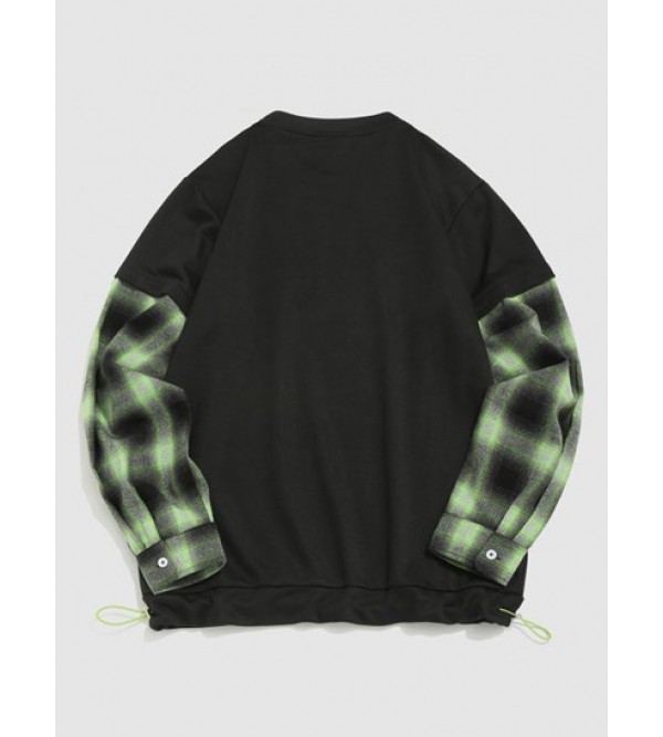 Streetwear Hip Hop Dance Print Plaid Sweatshirt